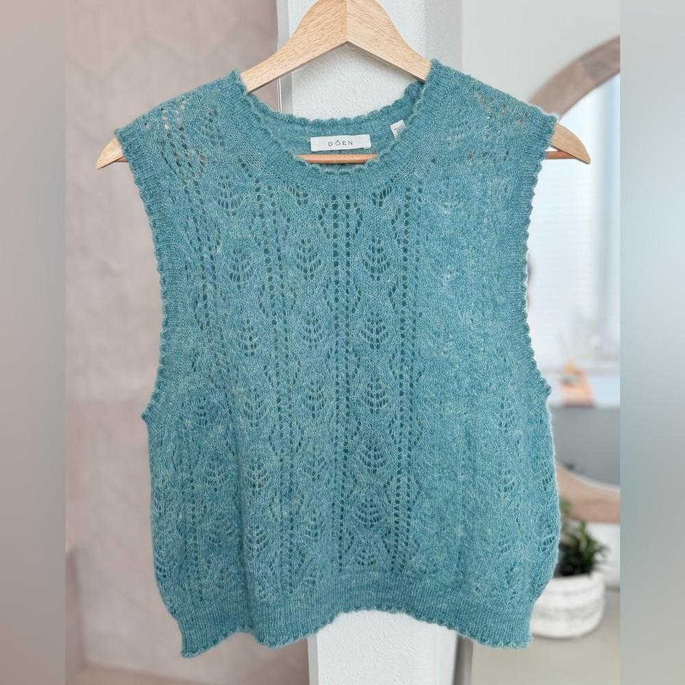 DÔEN Adriana vest -- Bleu menthe / L - Picture 2 of 8